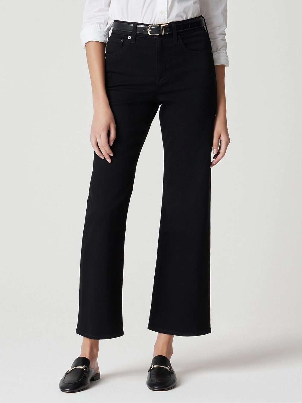 J.Crew Black Denim Wide Leg Crop Jeans | Size 29